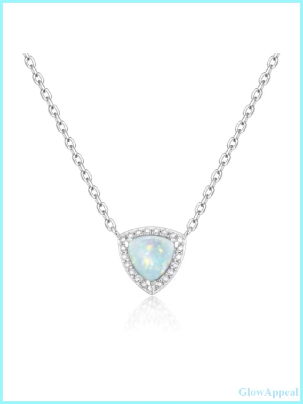 Sterling Silver Birthstone Pendant Necklace Trinity Triangle Created Opal